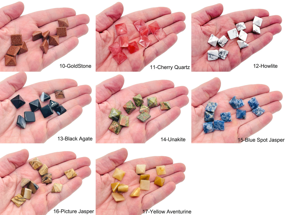 14mm pyramid-shaped gemstone carving from GemstoneGO, a colorful healing crystal and crystal gemstone for energy and meditation.