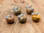 Crazy Lace Agate Apple crystal carving from GemstoneGO, 30mm size, featuring intricate banding and vibrant colors.