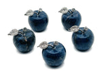 Sodalite Apple crystal carving by GemstoneGO, 30mm, polished gemstone with deep blue and white patterns, detailed and smooth surface.