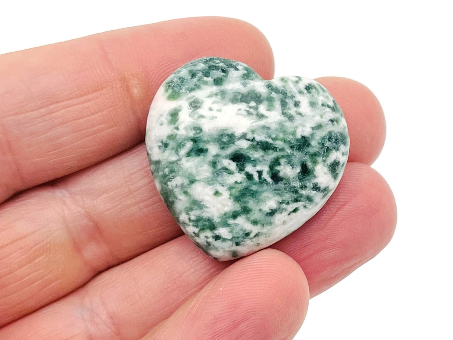 Gema Corazón Jade de Punto Verde - Piedra Qinghai - 30mm - HE1203