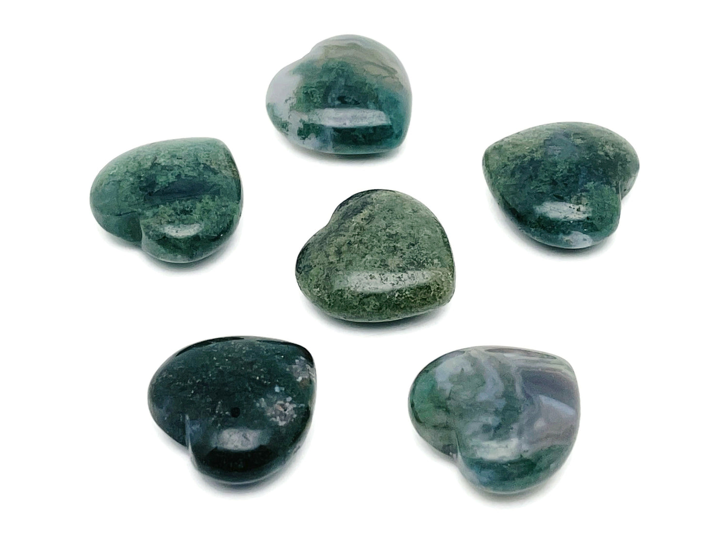 Piedra preciosa de ágata musgosa en forma de corazón - 25 mm - HE1138