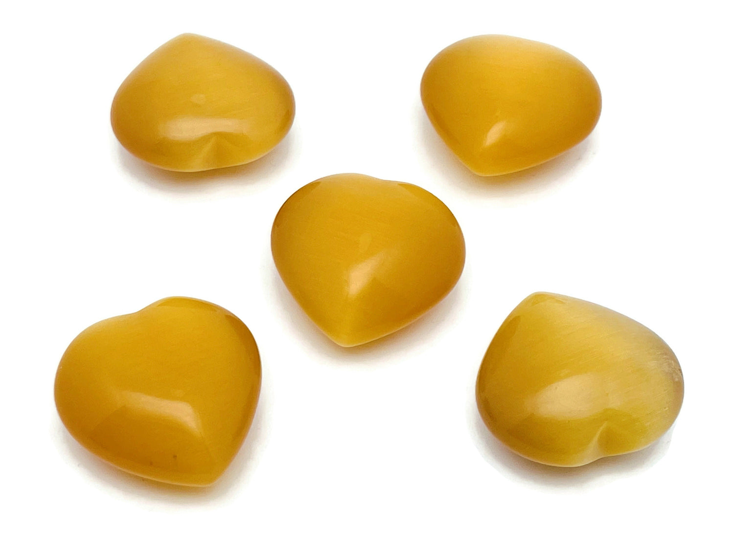 Yellow Cats Eye Heart Gemstone - 40mm - HE1248