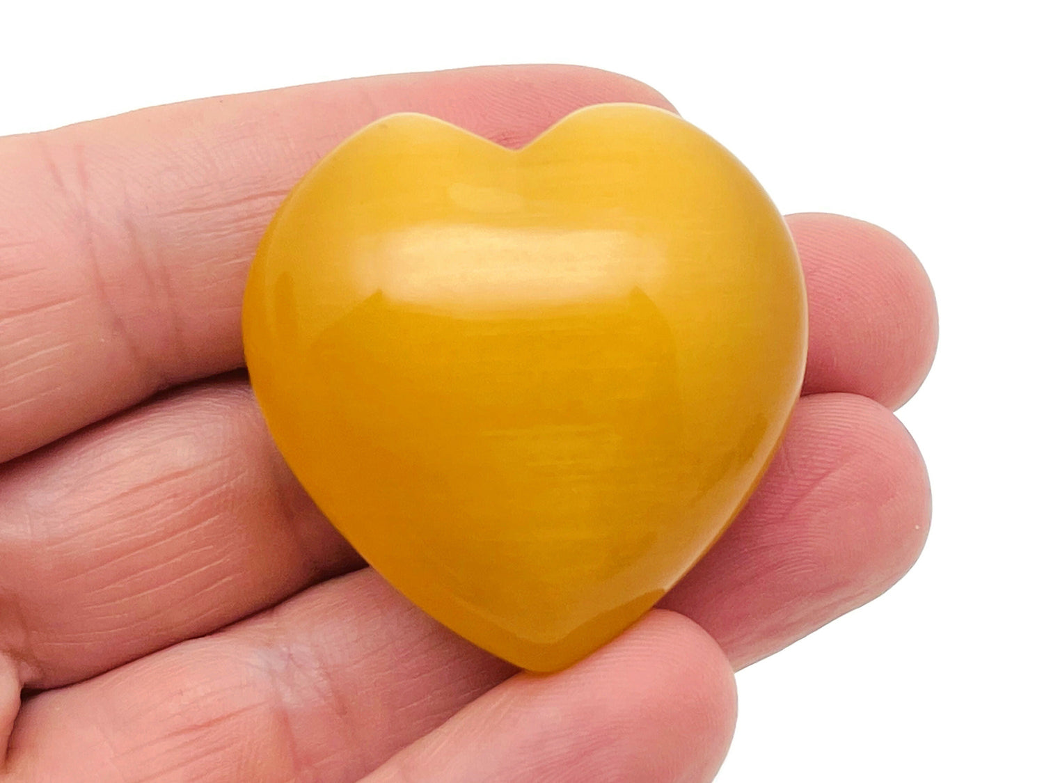 Yellow Cats Eye Heart Gemstone - 40mm - HE1248