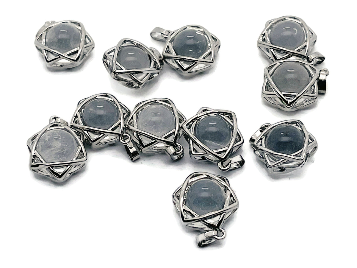 Clear quartz crystals pendant with a natural gemstone design, featuring a silver setting, from GemstoneGO jewelry collection.