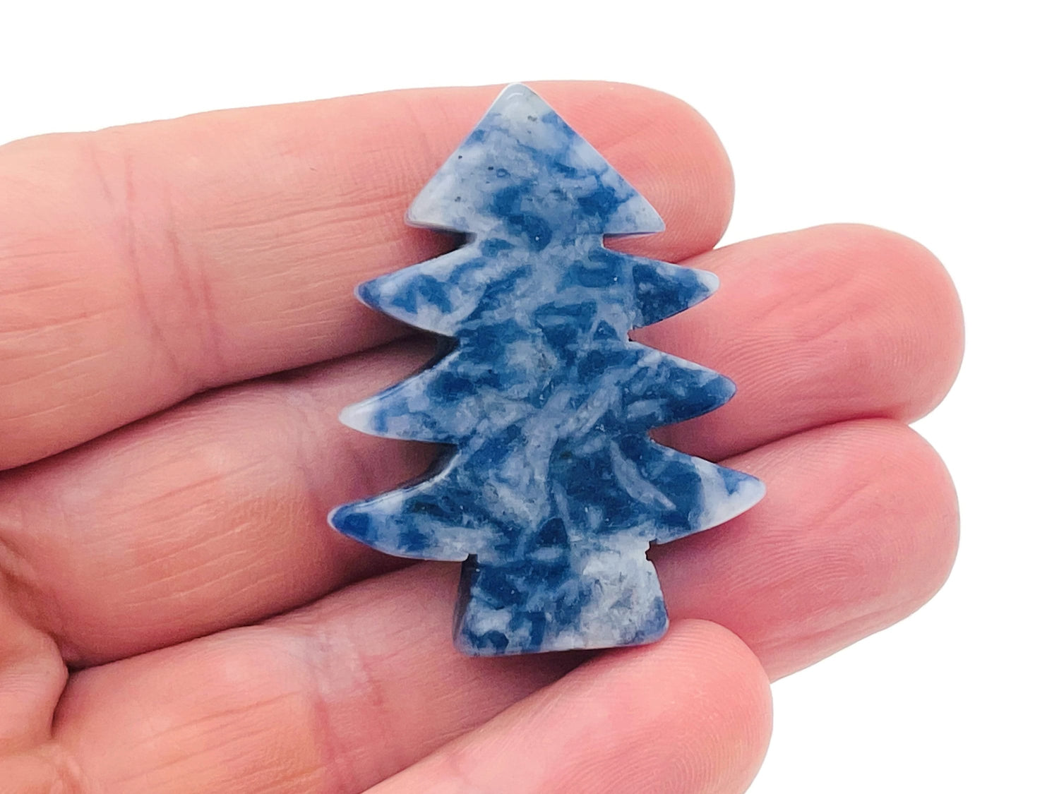 Jaspe Punto Azul Talla de Árbol de Pino Piedra Preciosa - Árbol de Piedra Hecho a Mano - TR1007