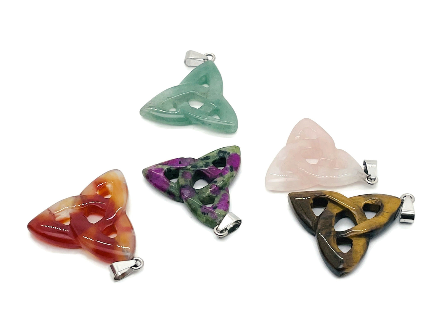 Celtic Knot Crystal Pendant with Trinity Crystals by GemstoneGO, featuring gemstone accents and intricate Celtic design.