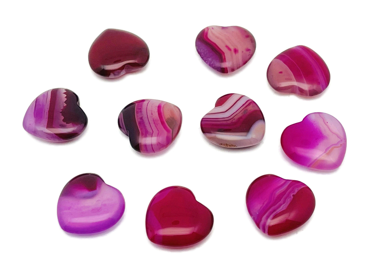 Piedra preciosa de ágata rosa con forma de corazón - 20x20x6mm - HE1092