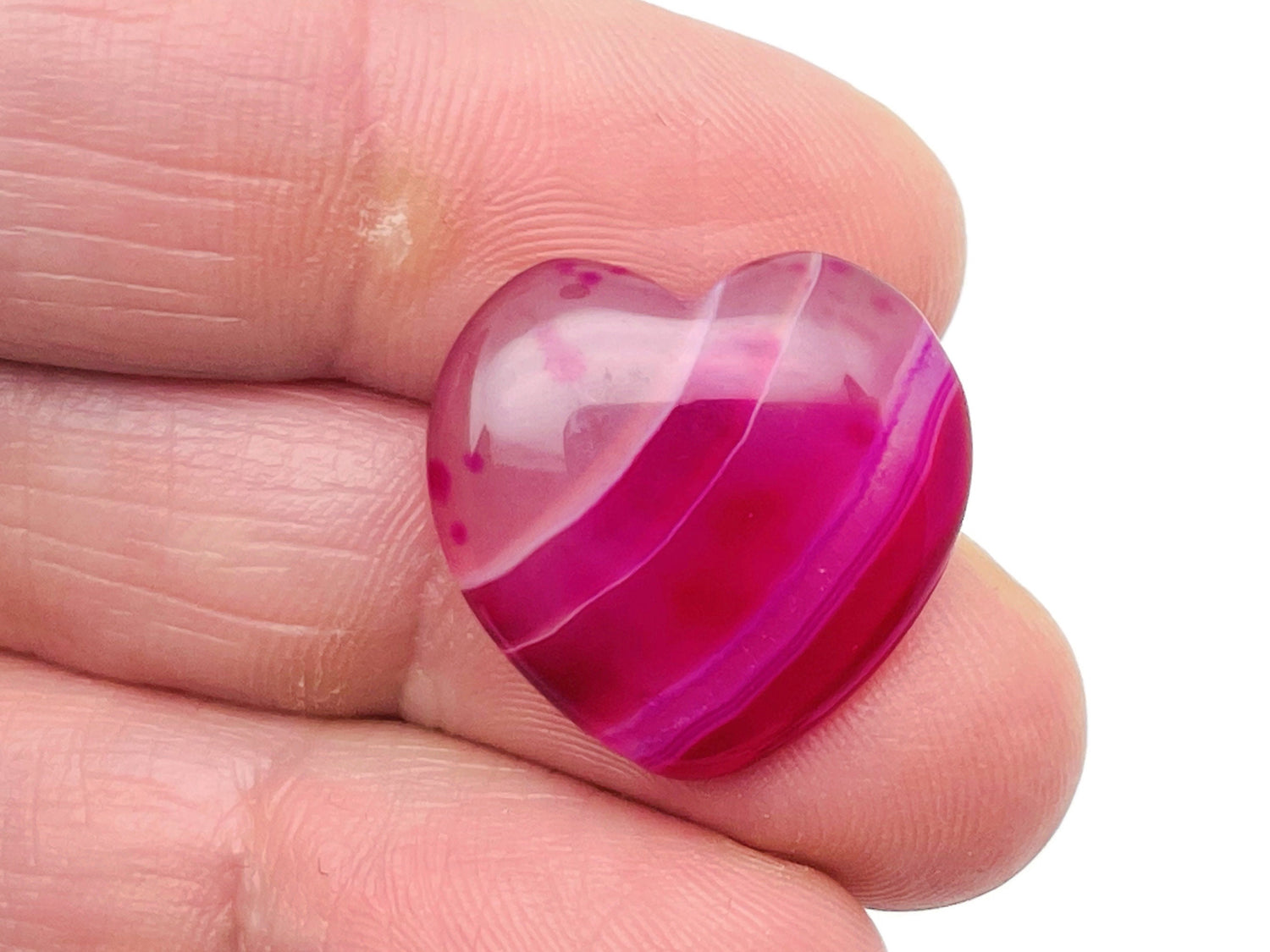 Piedra preciosa de ágata rosa con forma de corazón - 20x20x6mm - HE1092