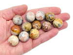 20mm Crazy Lace Agate sphere gemstone from GemstoneGO, featuring vibrant Mexican agate patterns and a polished crystal ball finish.