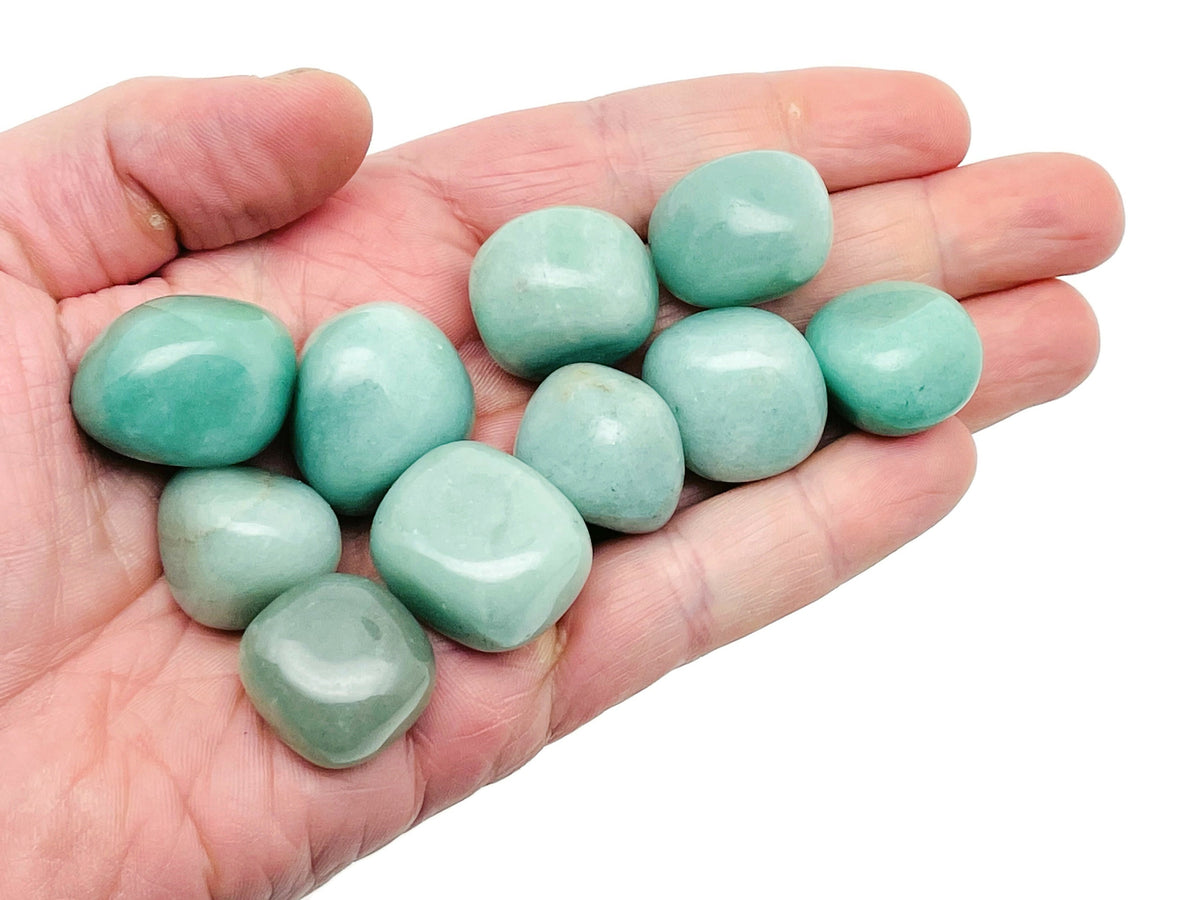 Smooth aventurine tumbled stone from GemstoneGO showcasing its green, polished surface and natural stone texture.