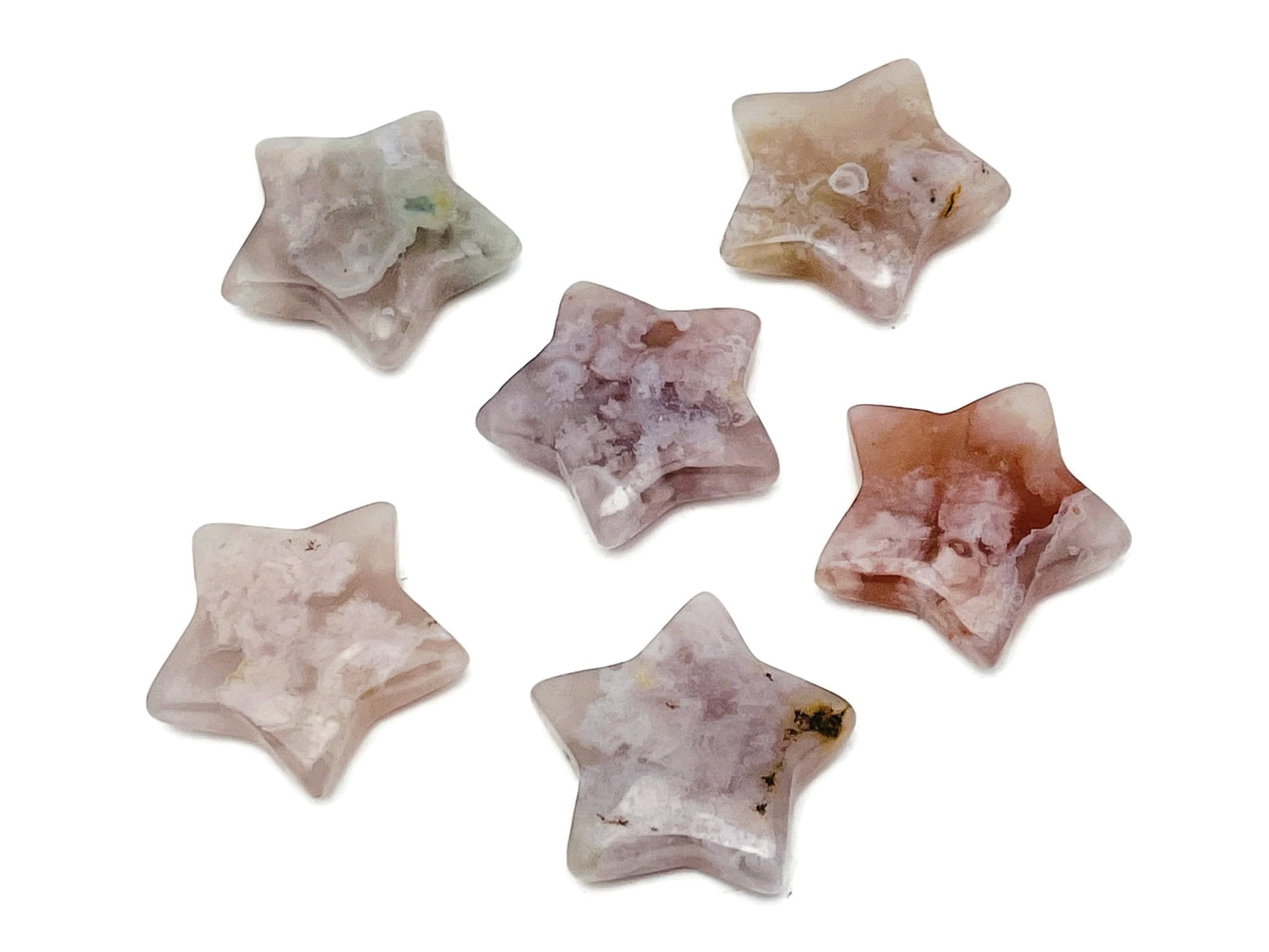 Flower Agate Star Gemstone - Cherry Blossom - 30mm - ST1052
