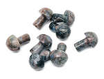 Blue Liberite mushroom carved gemstone from GemstoneGO, 20mm, featuring detailed mushroom shape and rich blue color.