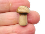 Walnut Jasper mushroom carved gemstone pendant, 20mm, showing detailed brown and beige stone with mushroom shape and carved texture.