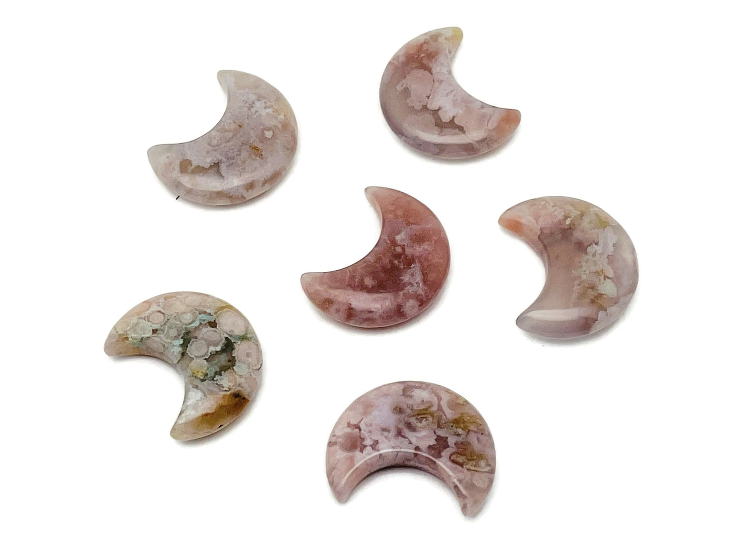 Flower Agate Gemstone Moon - Cherry Blossom - 30mm - MO1058