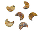 30mm Crazy Lace Agate gemstone moon pendant from GemstoneGO, featuring vibrant, intricate lace patterns on a smooth, polished surface.
