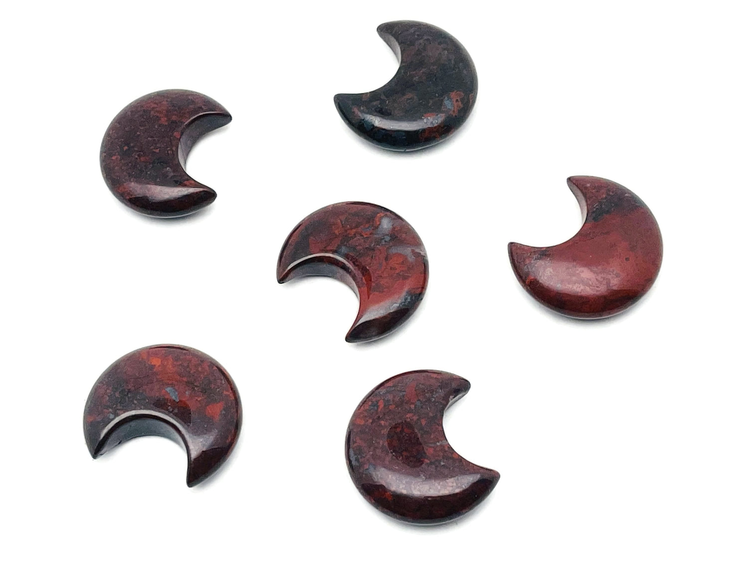 Chicken Bloodstone Jasper Gemstone Moon - 30mm - MO1064
