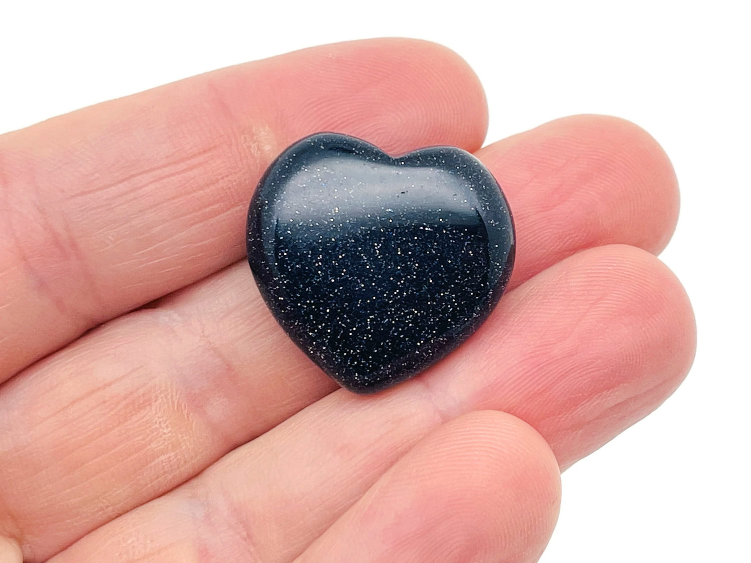 Piedra preciosa de corazón de Goldstone azul - 25mm - HE1137