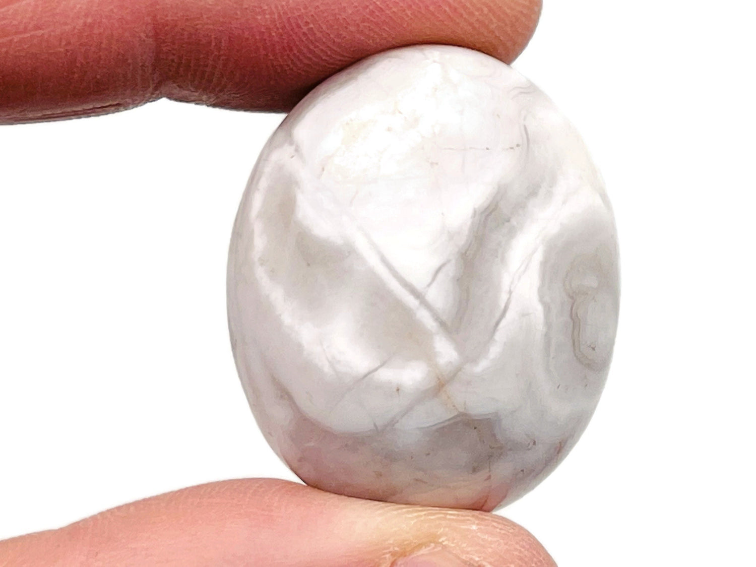 Pierre roulée d'agate blanche - Cristal - Pierre naturelle - Pierre blanche - TU1235