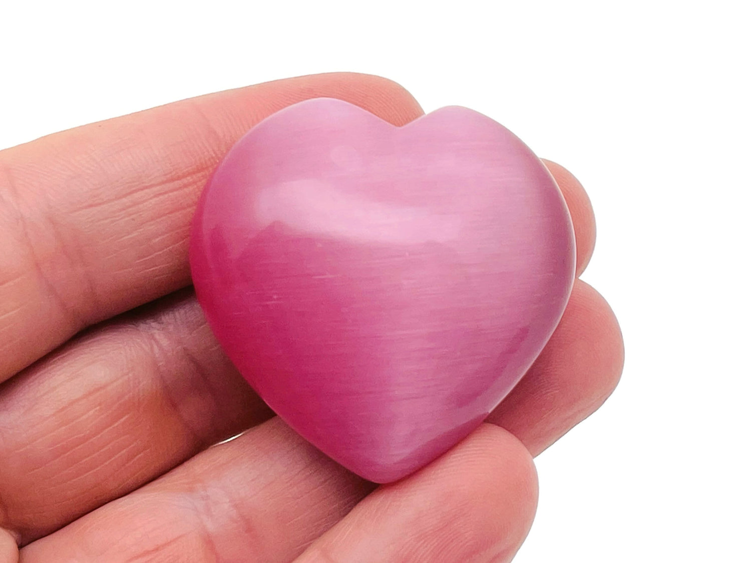 Gema Corazón Ojo de Gato Rosa - 40mm - HE1247