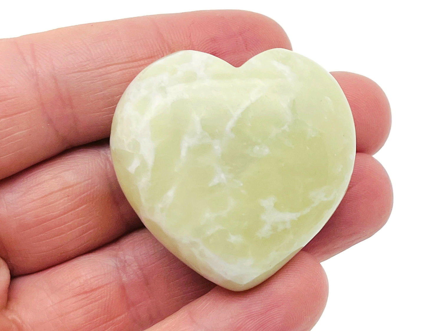 New Jade Heart Gemstone - 40mm - HE1249
