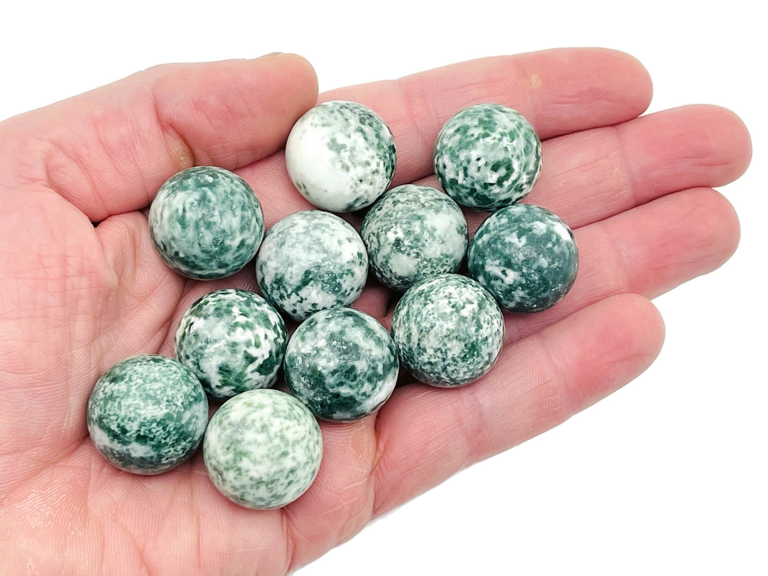 Esfera de jade de punto verde - Jade de Qinghai - Bola de cristal - 20 mm - SP1023