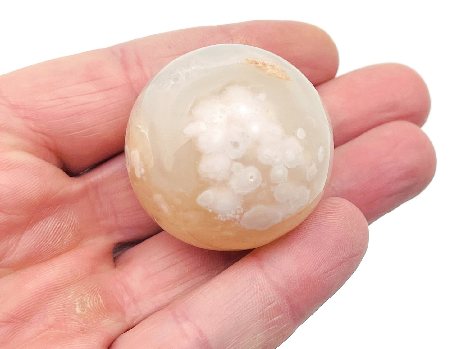 Flower Agate Sphere Gemstone - Cherry Blossom - Crystal Ball - 40-50mm - BA1015