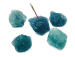 Green fluorite rough crystal incense holder with carved design, handmade gemstone stick holder for incense sticks.