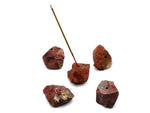 Red Jasper rough crystal incense holder with carved design, ideal for holding incense sticks, handcrafted by GemstoneGO.