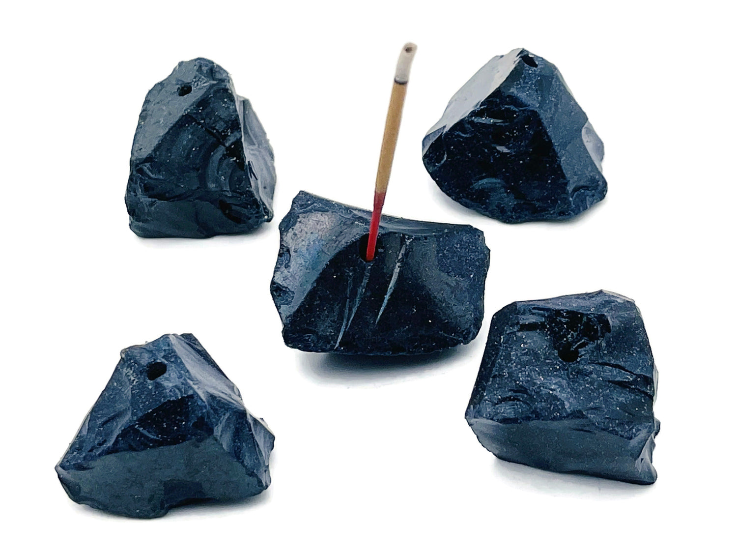 Quemador de incienso de cristal en bruto de Goldstone azul - Soporte de incienso de cristal - Tallado a mano - RS1013