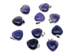 Amethyst heart-shaped pendant with a mini crystal design by GemstoneGO, featuring a polished purple gemstone on a silver chain.