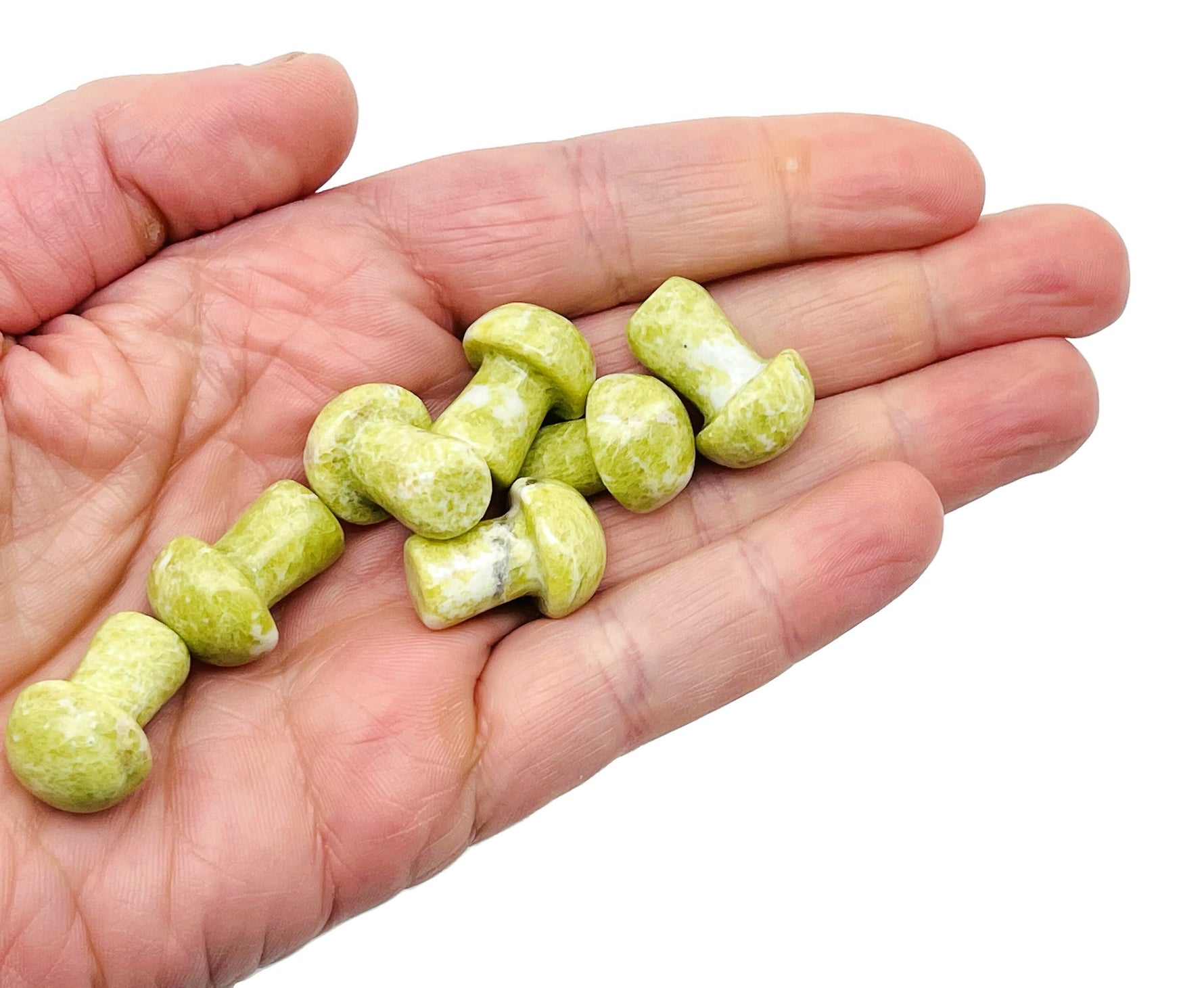 20mm Jade Mushroom carved gemstone from GemstoneGO, featuring a smooth, polished green jade mushroom design.