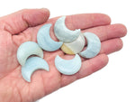 Amazonite gemstone moon pendant, 30mm, from GemstoneGO, showcasing a smooth, polished blue-green stone in moon shape.