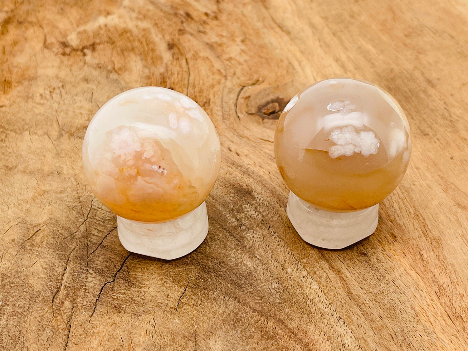 Flower Agate Sphere Gemstone - Cherry Blossom - Crystal Ball - 40-50mm - BA1015
