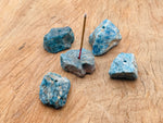 Blue Apatite rough crystal incense holder with carved design, perfect for holding incense sticks, handcrafted by GemstoneGO.