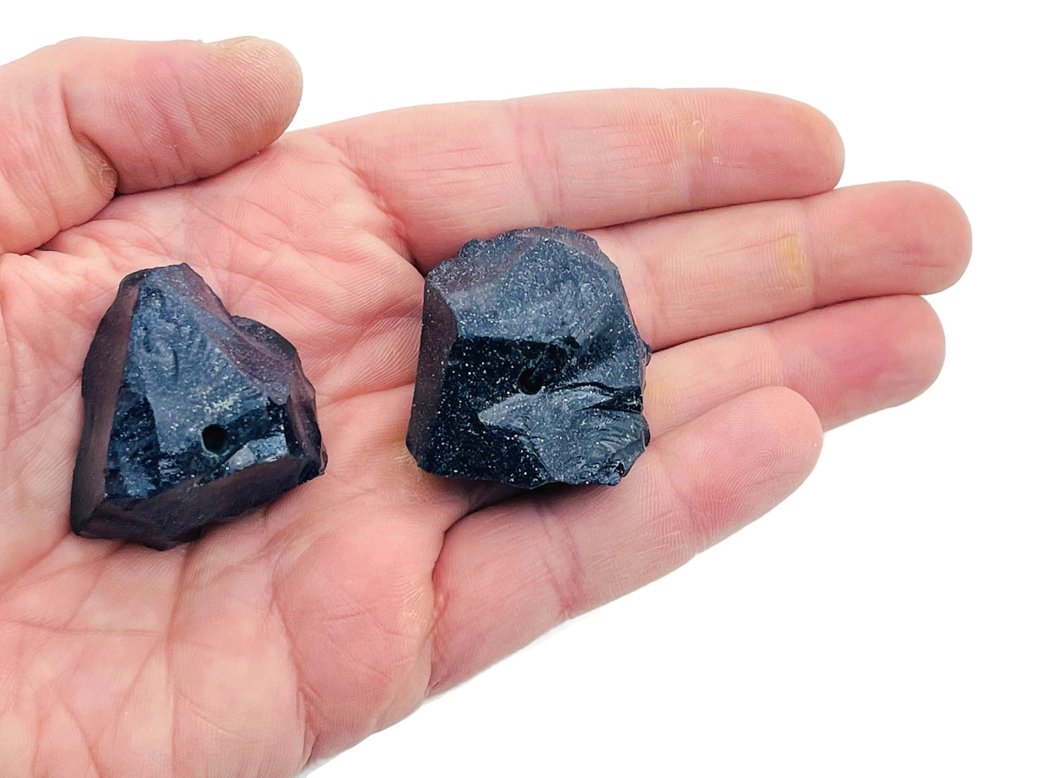 Quemador de incienso de cristal en bruto de Goldstone azul - Soporte de incienso de cristal - Tallado a mano - RS1013