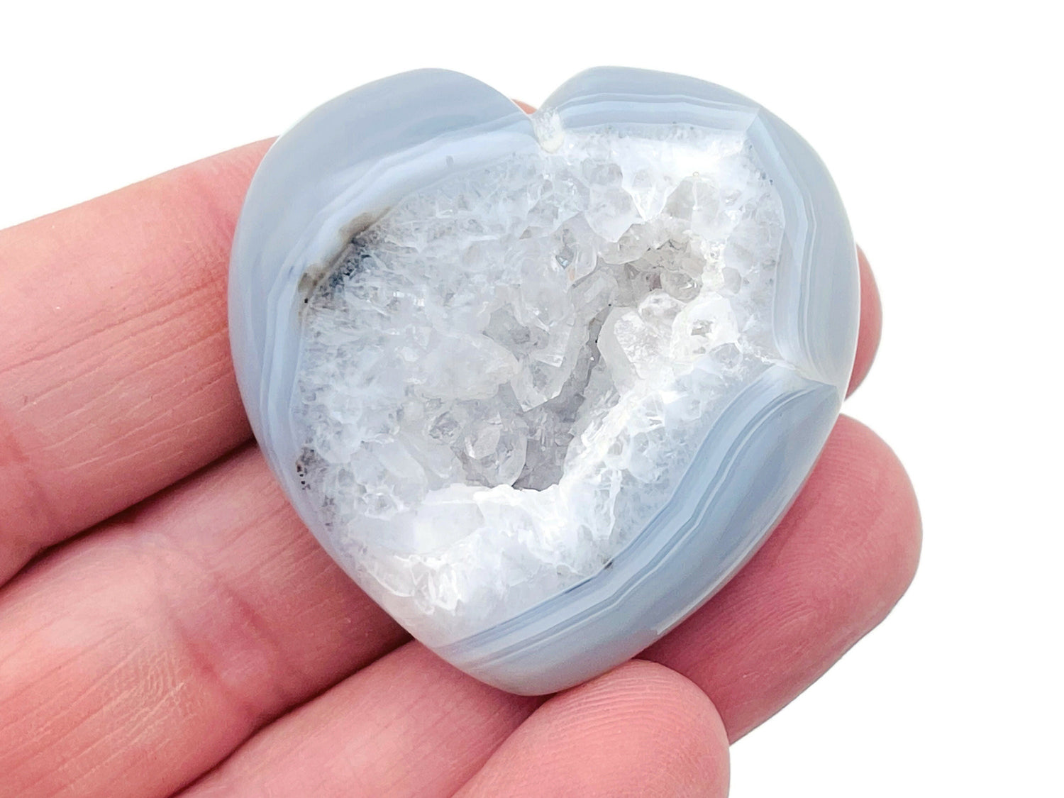 Pierre précieuse en forme de cœur d'agate druzy - Agate druzy en forme de cœur - Cristaux - Pierre précieuse naturelle - 3,8 à 4,8 cm - HE1273