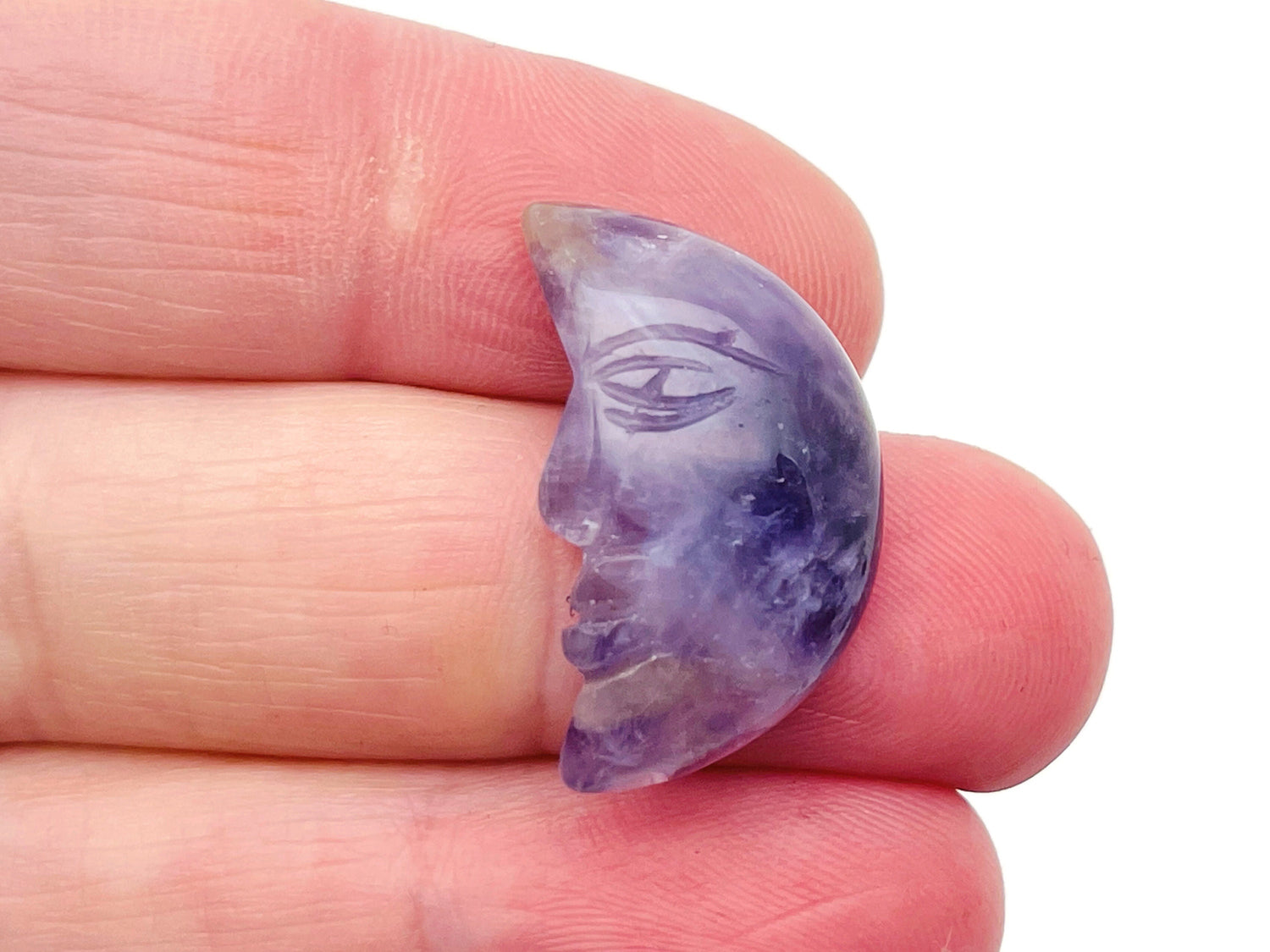 Amethyst Crystal Moon Face - Smile Moon - 25mm - MS1001