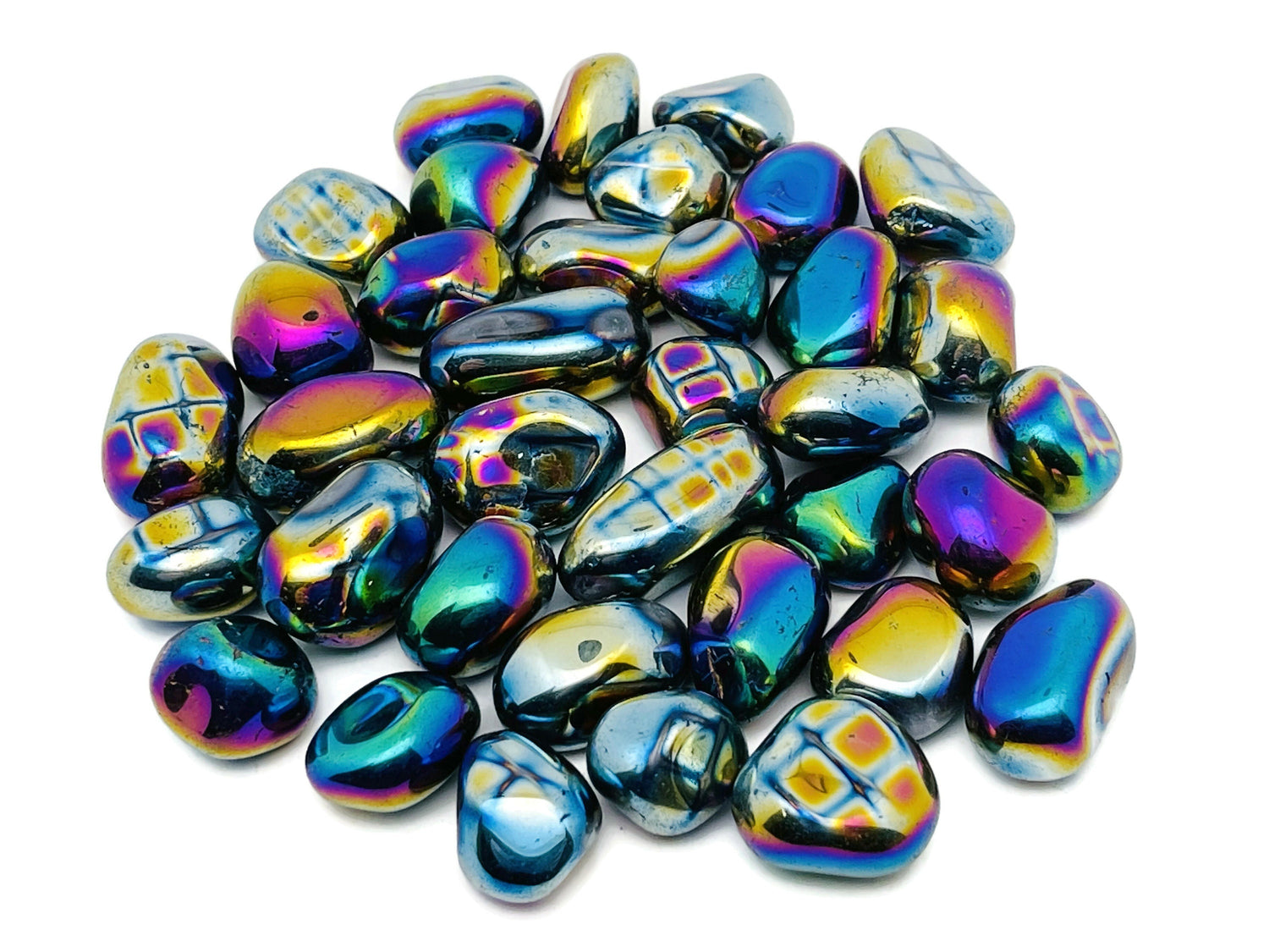 Rainbow Aura Quartz Tumbled Stone - Titanium Gemstone - TU1158