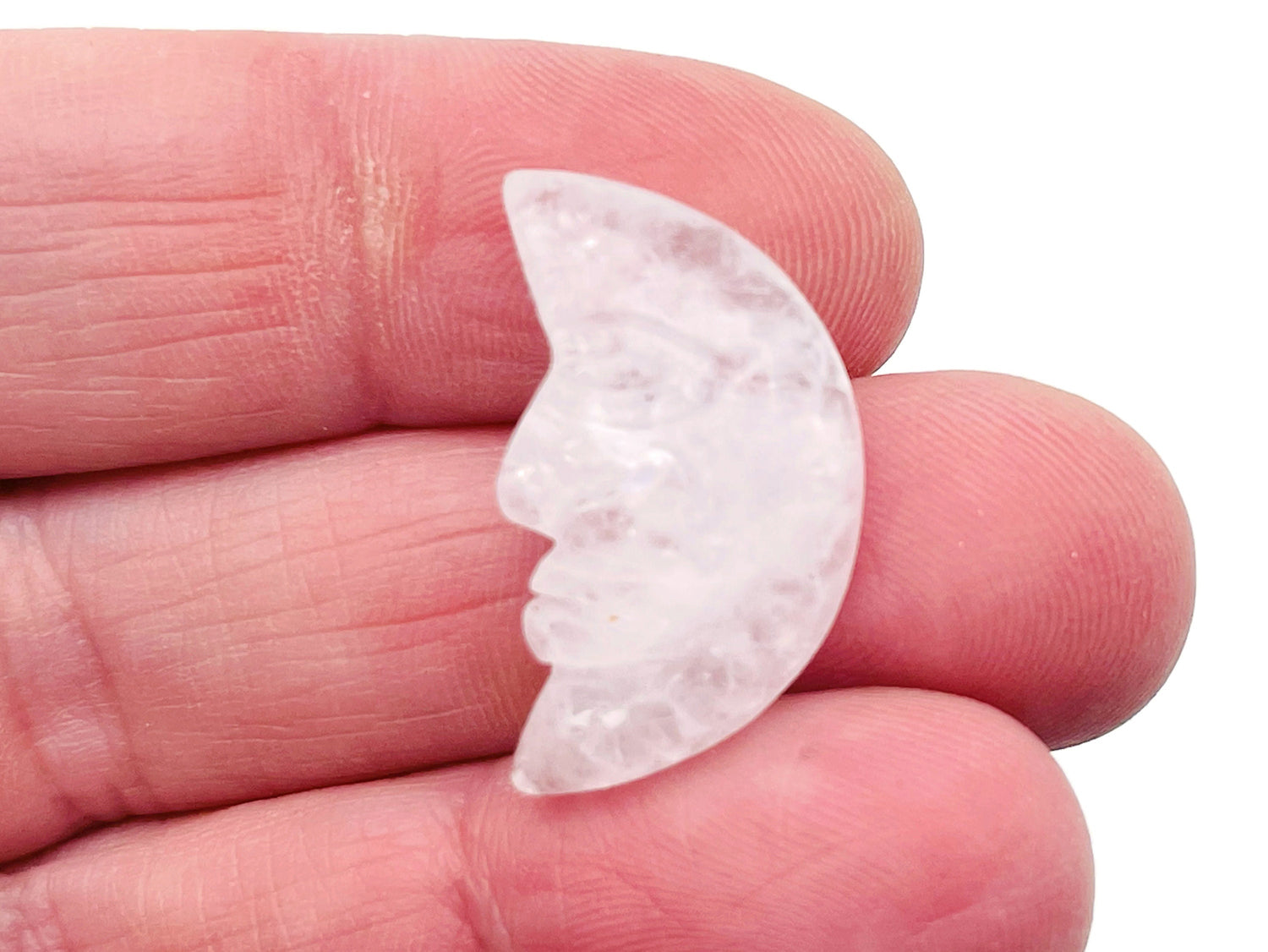 Clear Quartz Crystal Moon Face - Smile Moon - 25mm - MS1005
