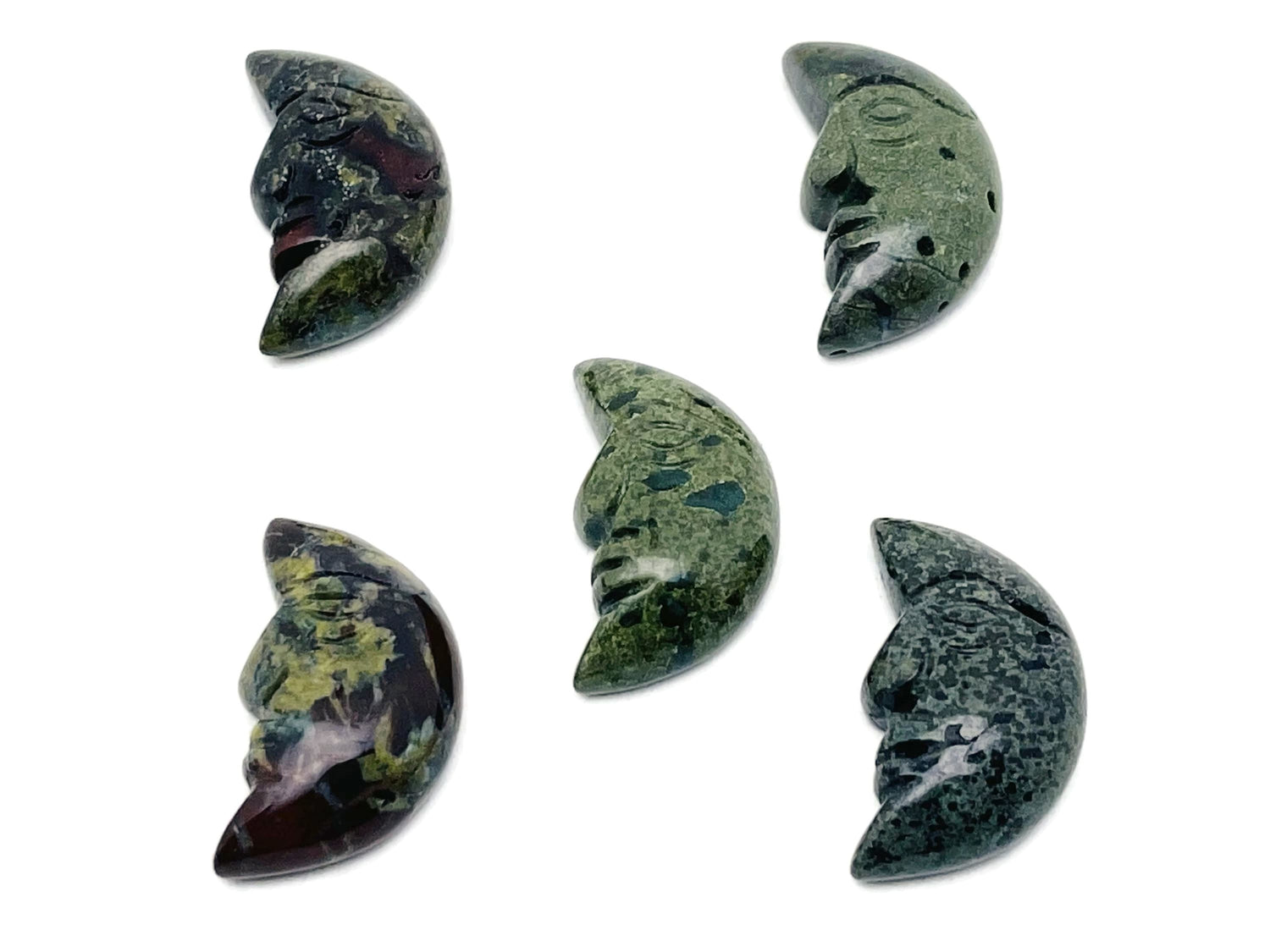 Dragon Blood Jasper Crystal Moon Face - Smile Moon - 25mm - MS1008