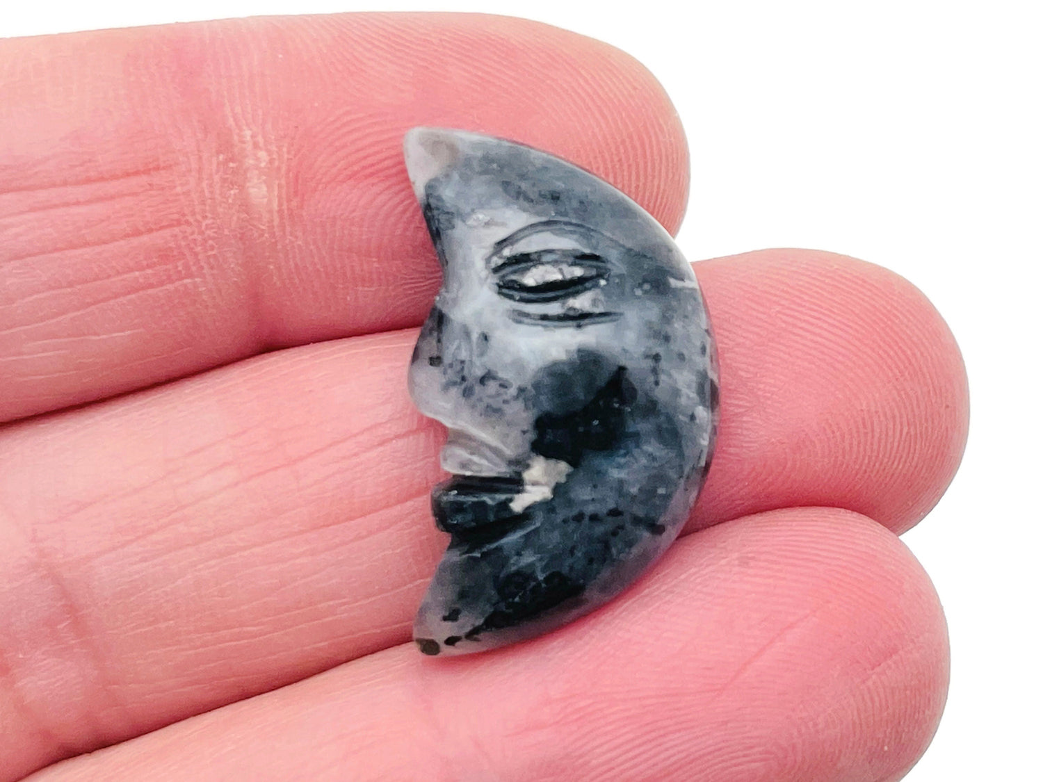 Larvikite Crystal Moon Face - Smile Moon - 25mm - MS1011