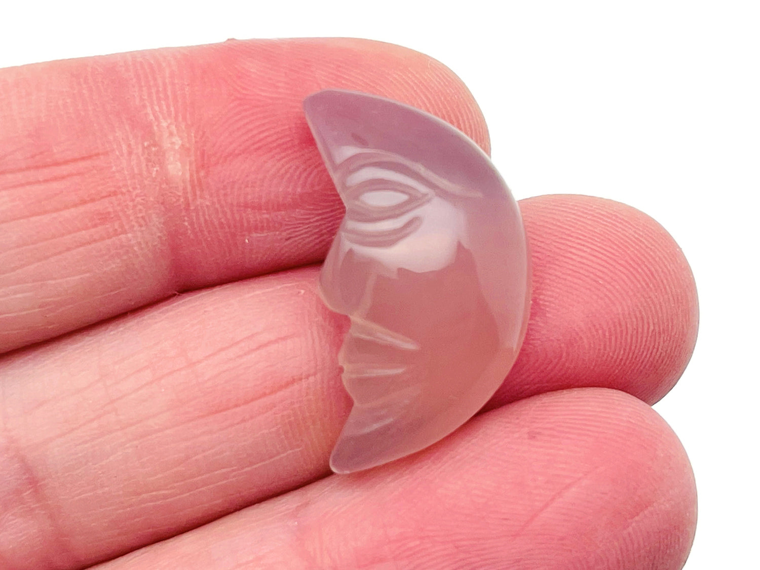 Grey Agate Crystal Moon Face - Smile Moon - 25mm - MS1012