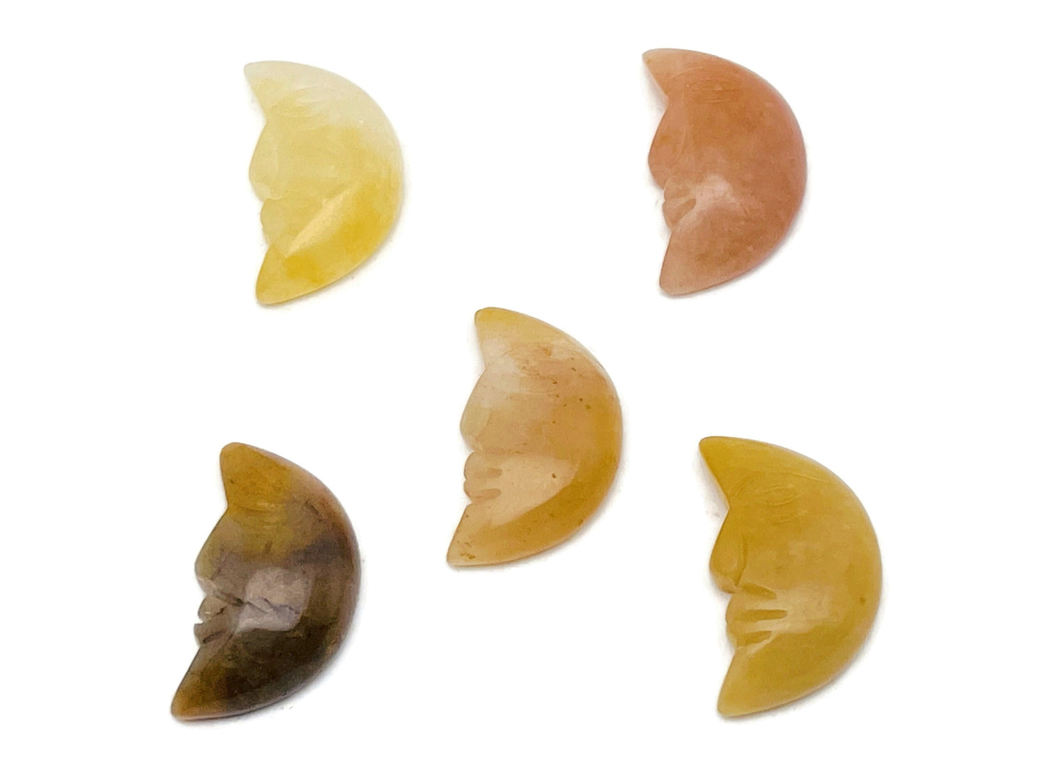 Yellow Jade Crystal Moon Face - Smile Moon - 25mm - MS1014