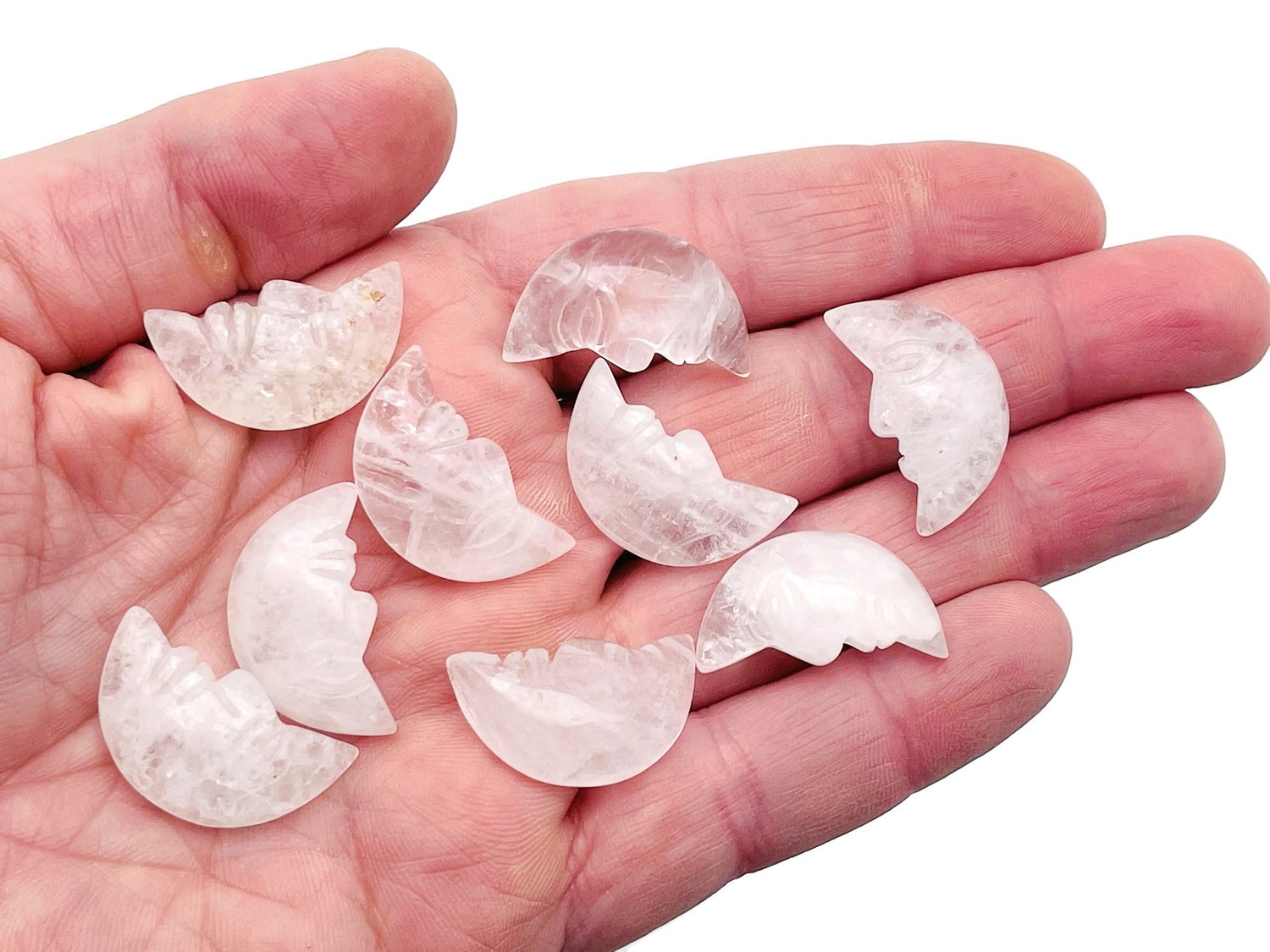 Clear Quartz Crystal Moon Face - Smile Moon - 25mm - MS1005