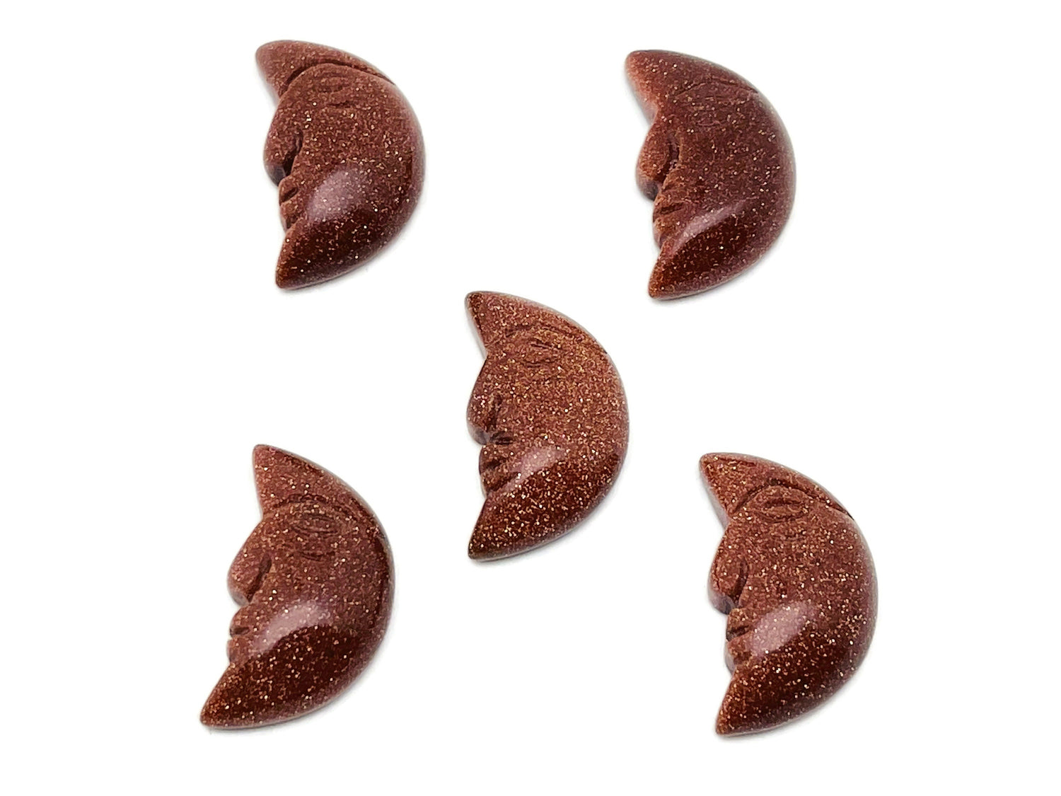 Goldstone Crystal Moon Face - Smile Moon - 25mm - MS1009
