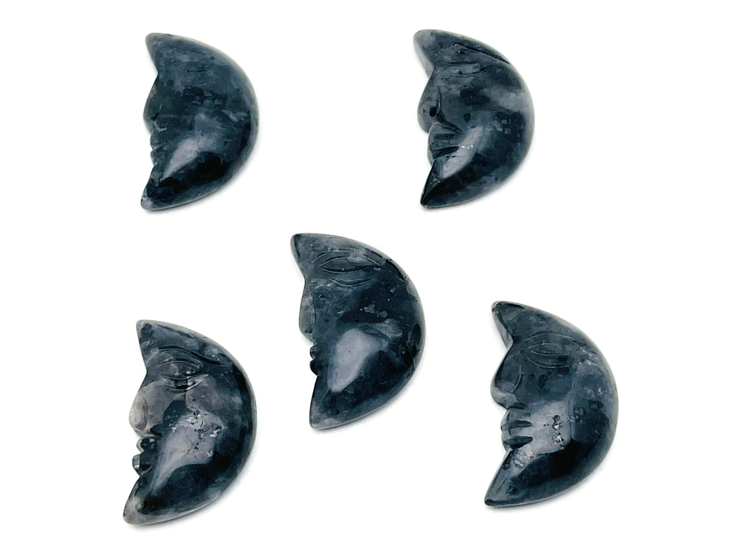 Larvikite Crystal Moon Face - Smile Moon - 25mm - MS1011