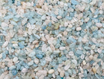 Aquamarine Morganite crystal chips, semi-tumbled stones in 2-6mm, natural gemstone bulk collection by GemstoneGO.