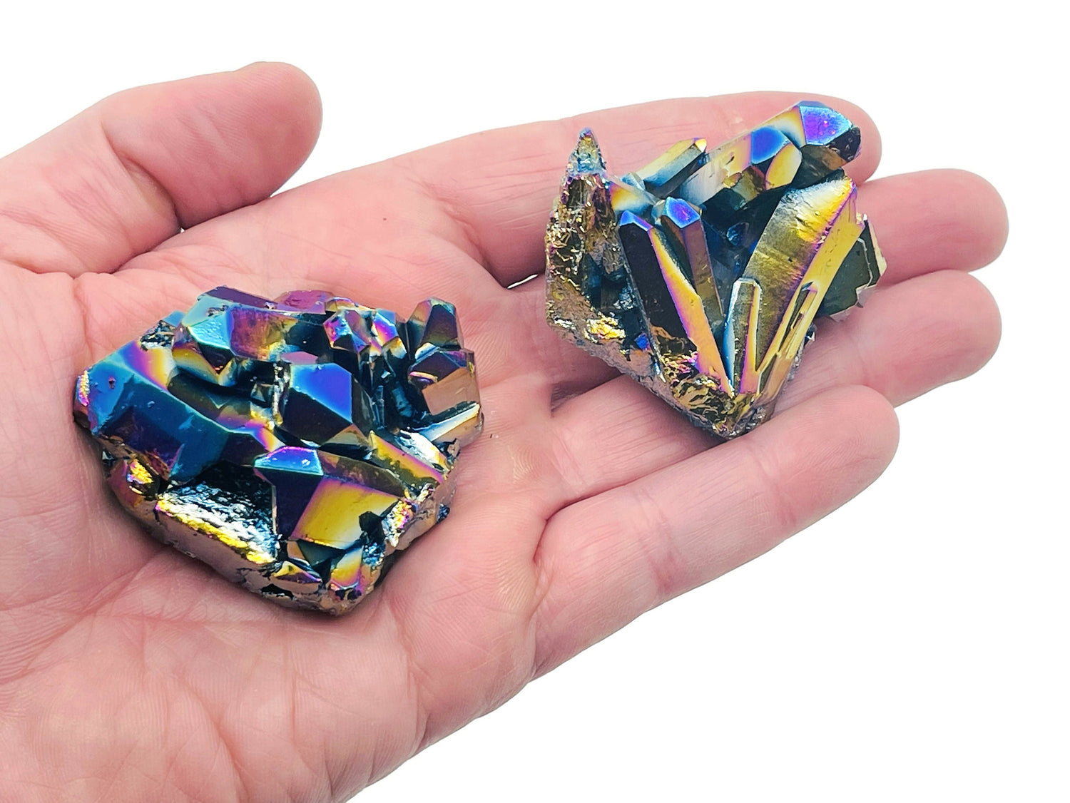 Rainbow Aura Amethyst Cluster Raw Gemstone - RA1075