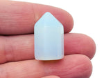 Opalite obelisk tower crystal, 25mm, from GemstoneGO, showcasing smooth, translucent gemstone with a pointed top and sleek shape.