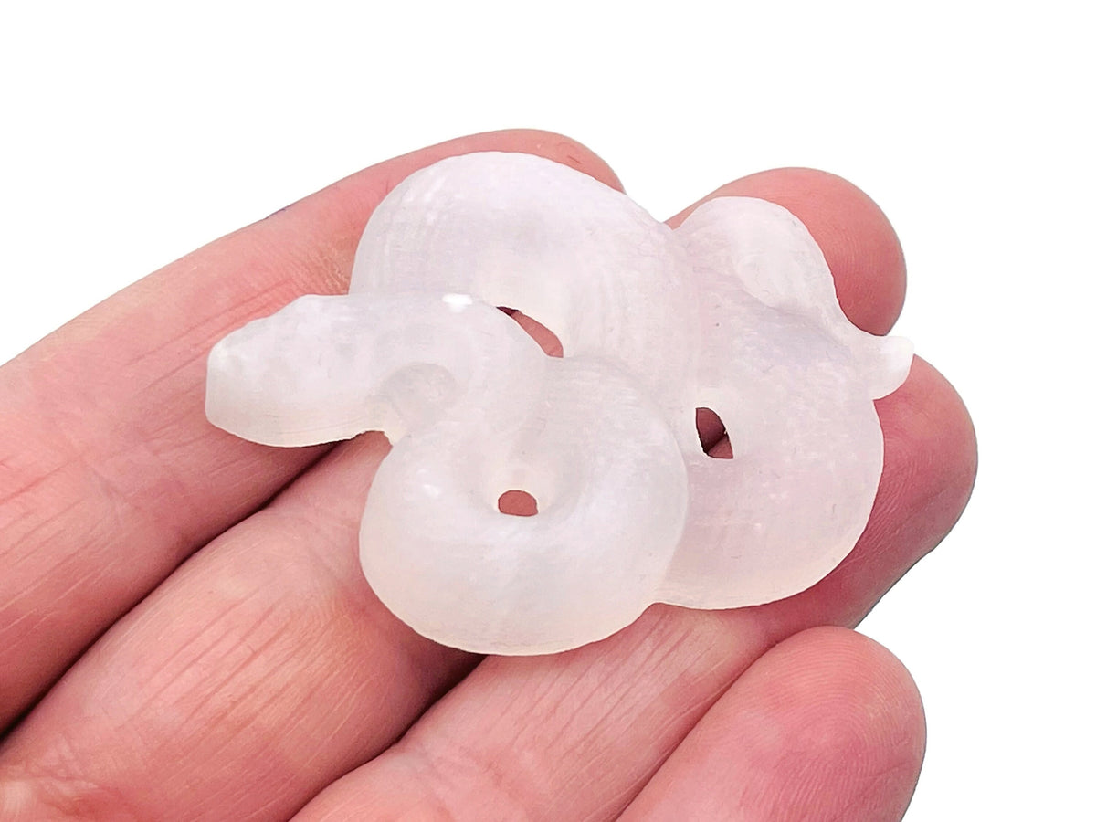Selenite snake carving gemstone, detailed white mineral sculpture with intricate snake design from GemstoneGO.